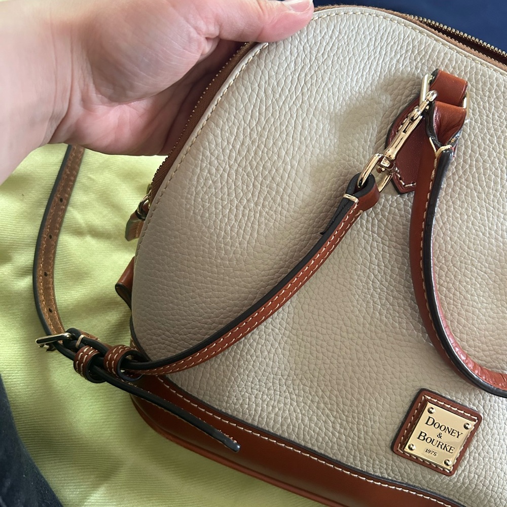 Dooney & Bourke Ivory and Tan Satchel - Picture 7 of 12